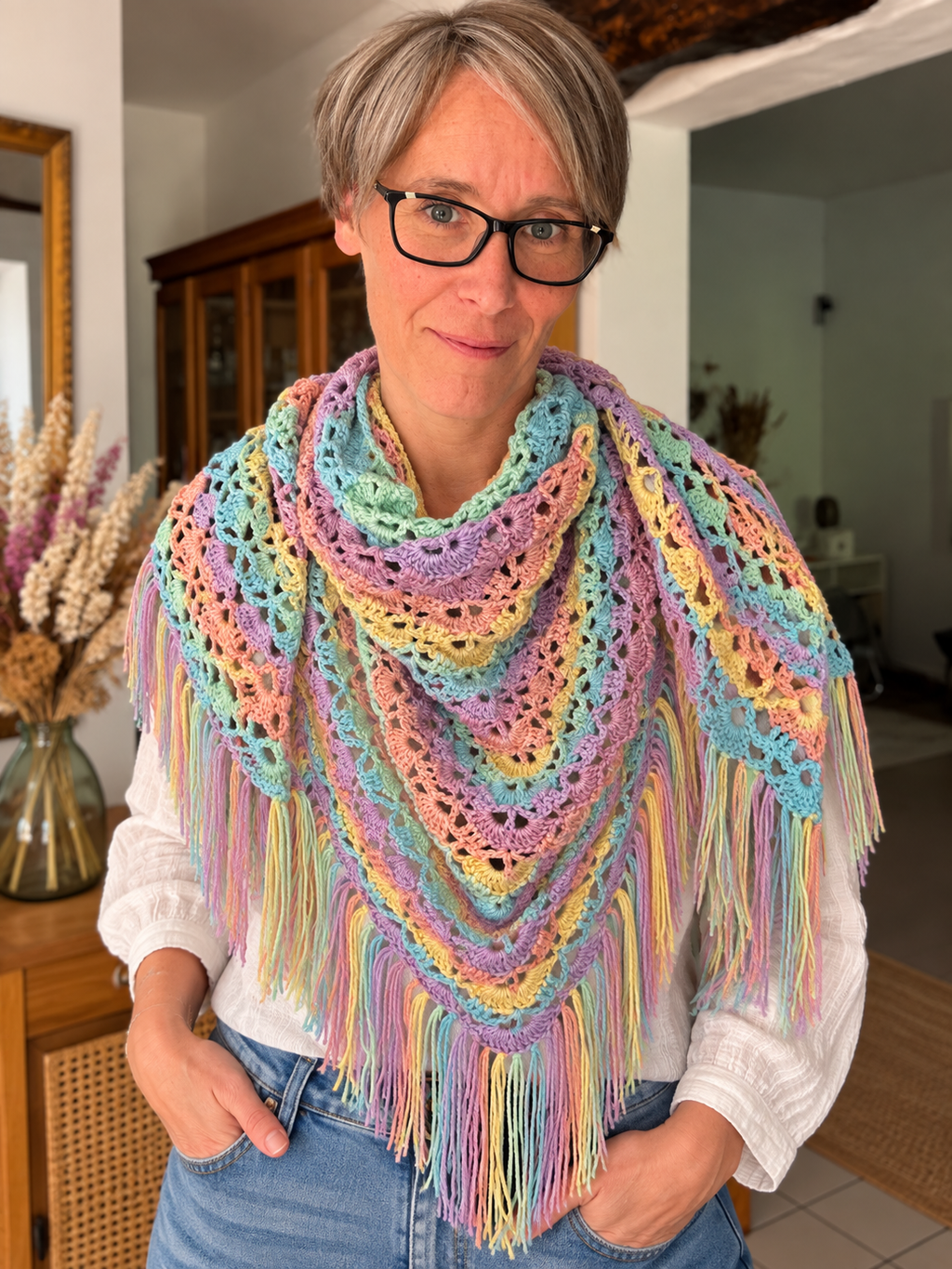 🌈 Châle Rainbow - Fait main au crochet
