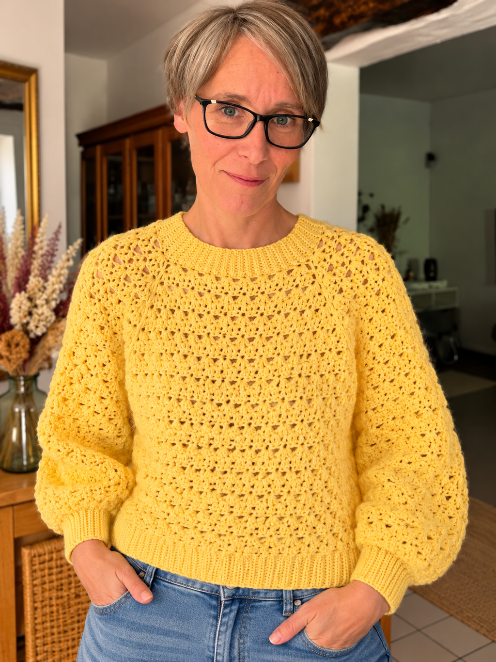 ☀️ Pull Mimosa - Fait main au crochet