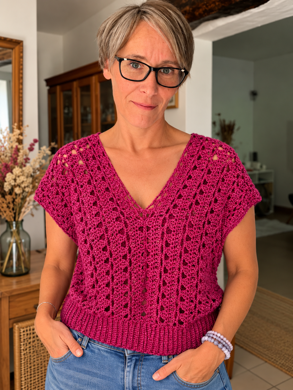 💖 Top Framboise - Fait main au crochet