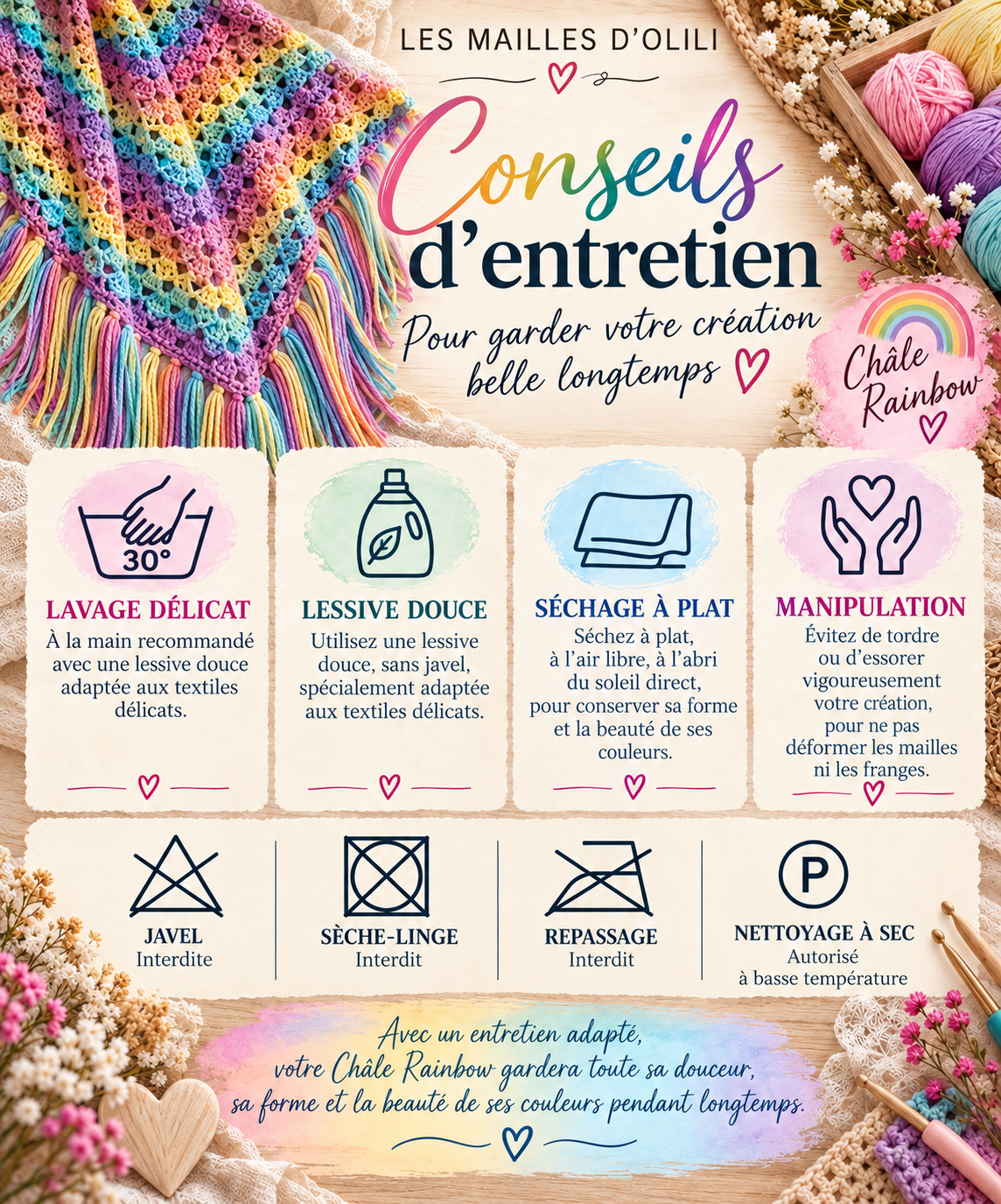 🌈 Châle Rainbow - Fait main au crochet
