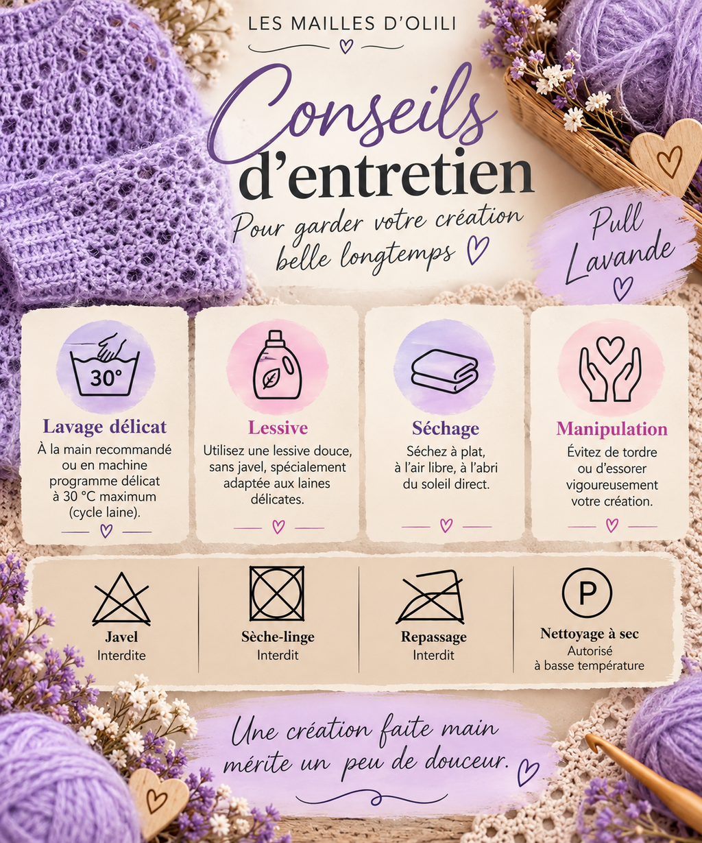🪻Pull Lavande - Fait main au crochet