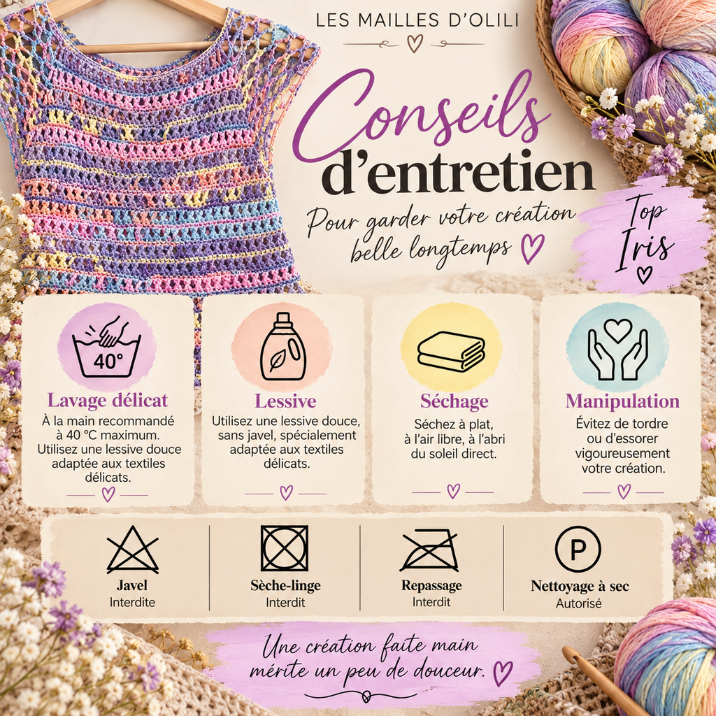 🌸 Top Iris - Fait main au crochet