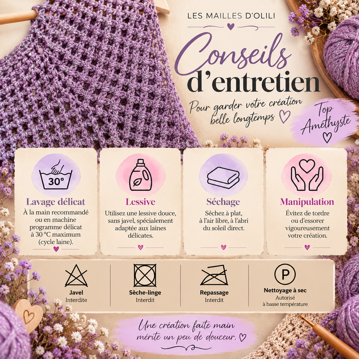 ✨ Top Améthyste - Fait main au crochet